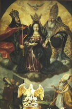 obraz  Bartłomieja Strobla "Koronacja Matki Boskiej" z ołtarza głównego